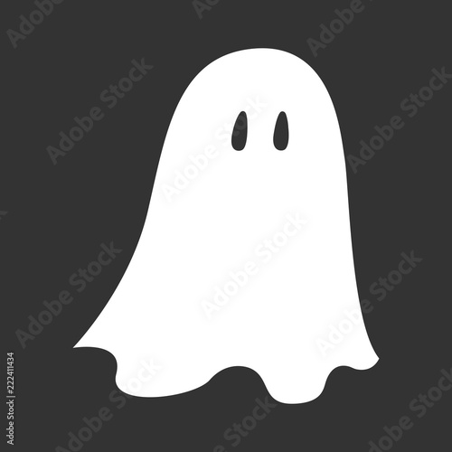 Obraz na plátně White bedsheet ghost silhouette on black background. Vector.
