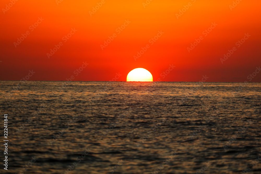 Rays of sunset on the black sea