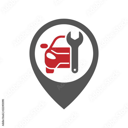 Mechanics Icon Inspiration. Auto Pin Car Point Automotive Logo Design Template