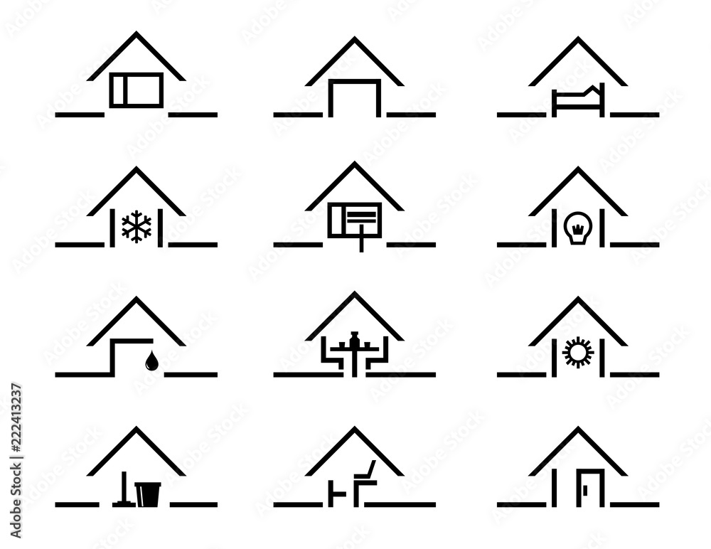 set of house silhouette in different settings set of house silhouette in different settings