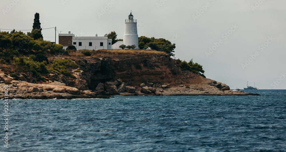 View from the sailing boat on the island of Peloponnese, Greece View from the sailing boat on the island of Peloponnese, Greece