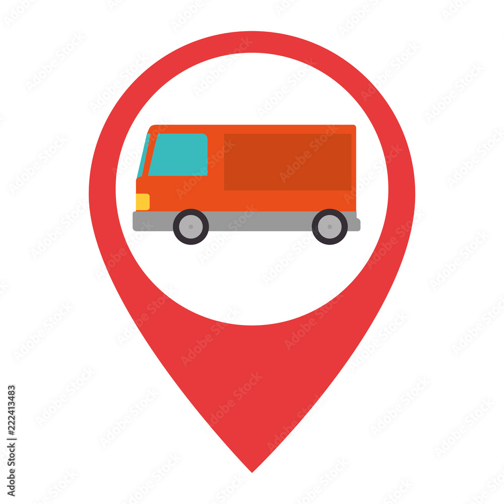 delivery service truck in pin location delivery service truck in pin location