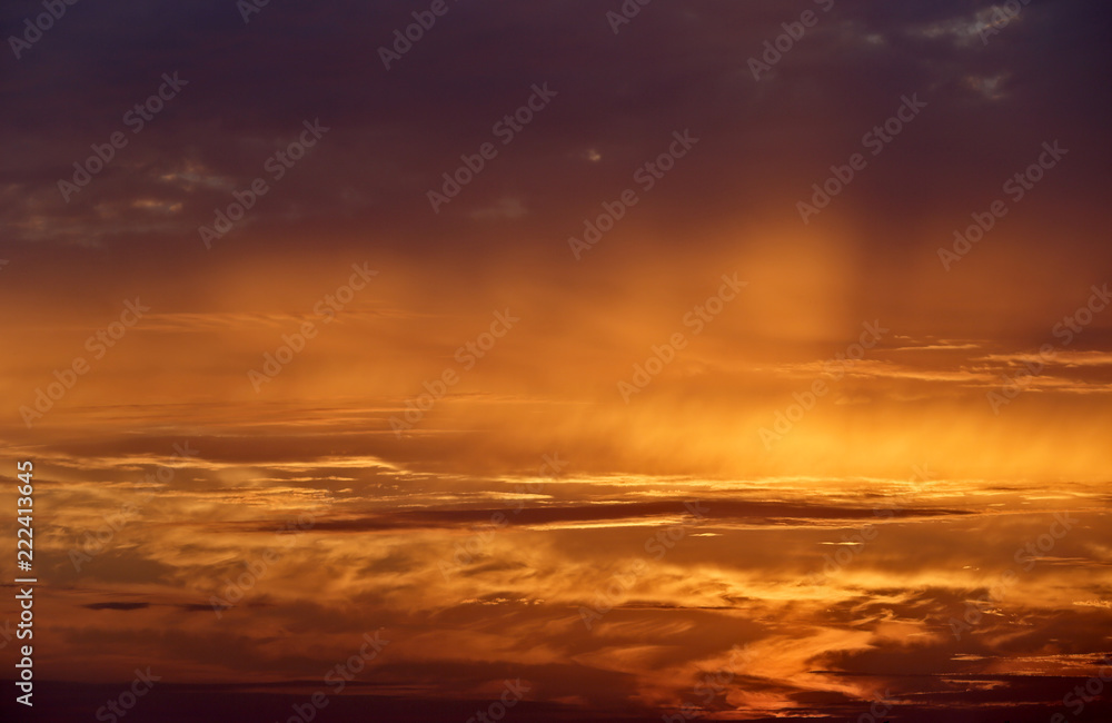Orange sky on the late summer sunset