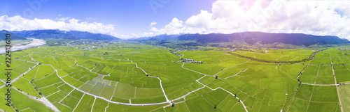 aerial view of rice field valley. taiwan. © Tom Wang