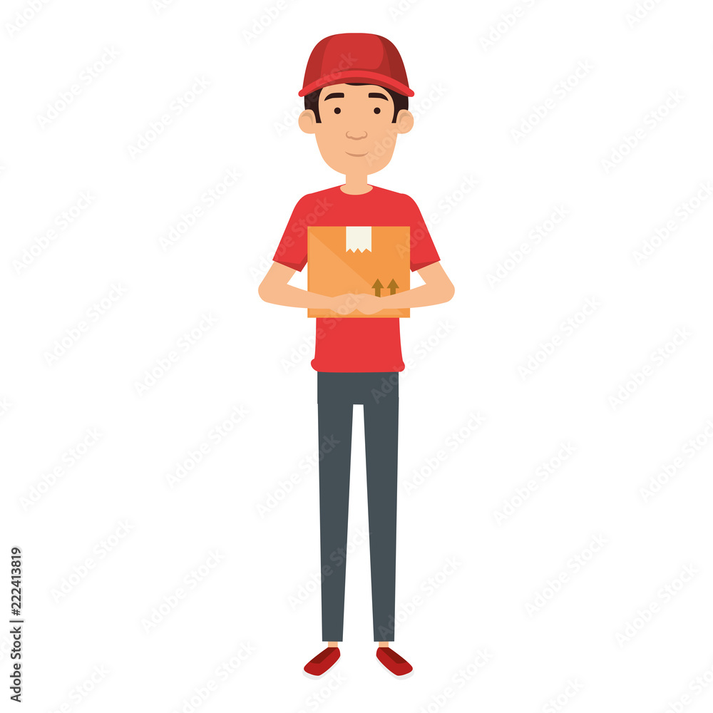 delivery worker lifting box character delivery worker lifting box character