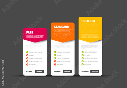 Product / service price comparison cards