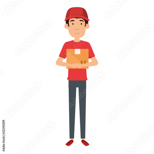 delivery worker lifting box character