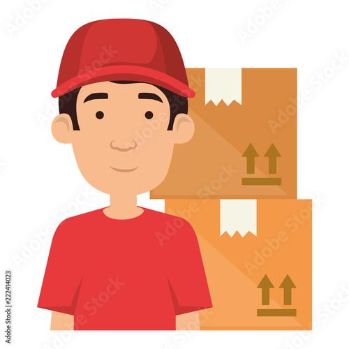 delivery worker with boxes