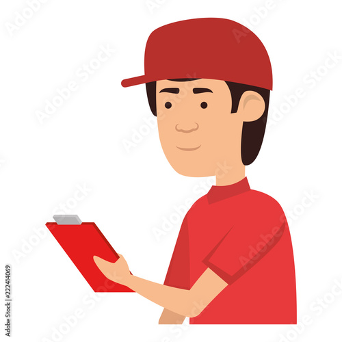 delivery worker with checklist