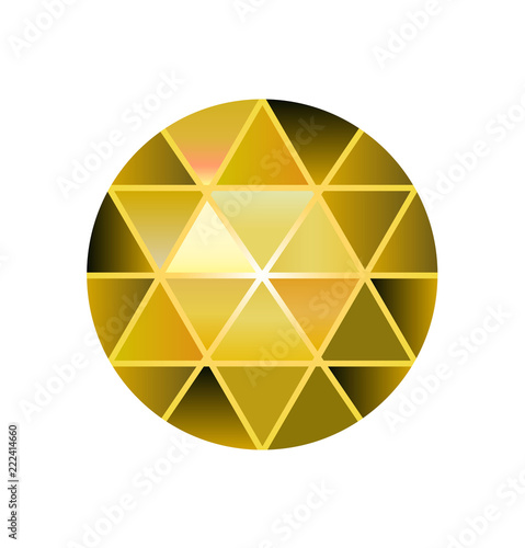 gem stone, round diamonds on white. Polygonal vector ball.