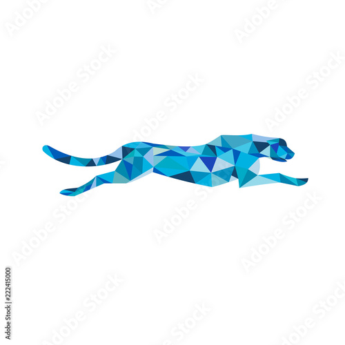 Cheetah Running Side Low Polygon