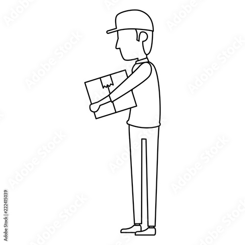 delivery worker lifting box character