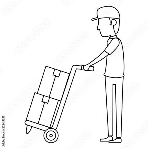 delivery worker with cart