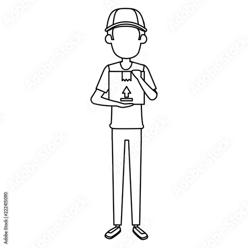 delivery worker lifting box character