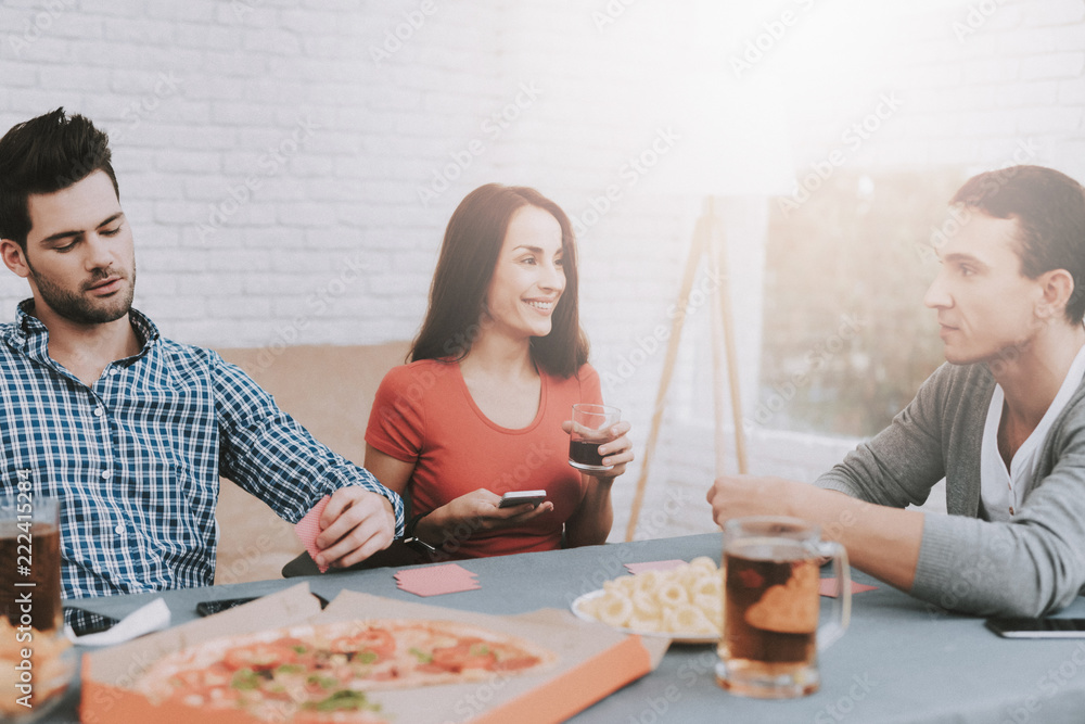 Obraz premium Young Smiling People Have Fun on Party at Home.