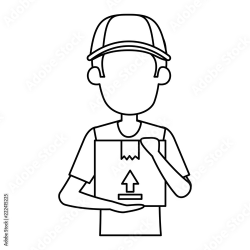 delivery worker lifting box character
