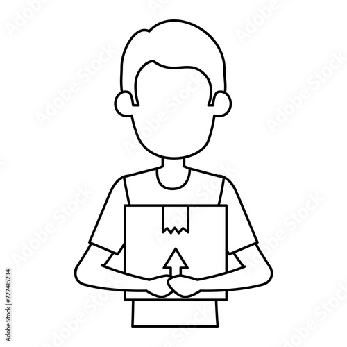 delivery worker lifting box character
