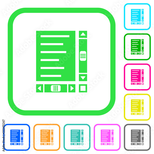 Document with content and scroll bars vivid colored flat icons