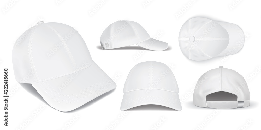 white caps from different sides on a white background Vector white caps from different sides on a white background Vector