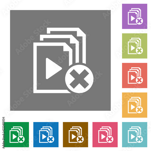 Cancel playlist square flat icons