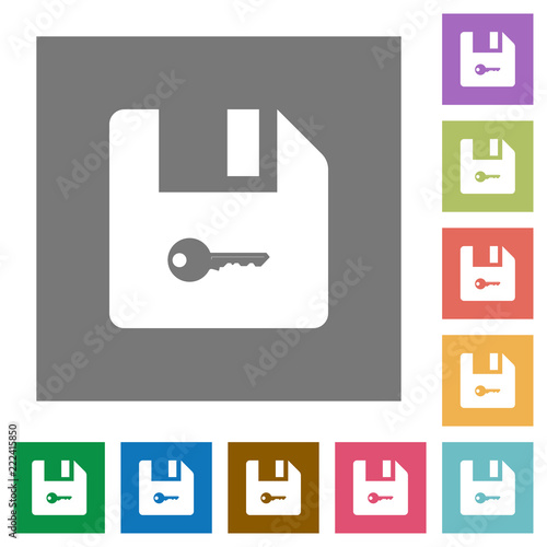 Encrypt file square flat icons