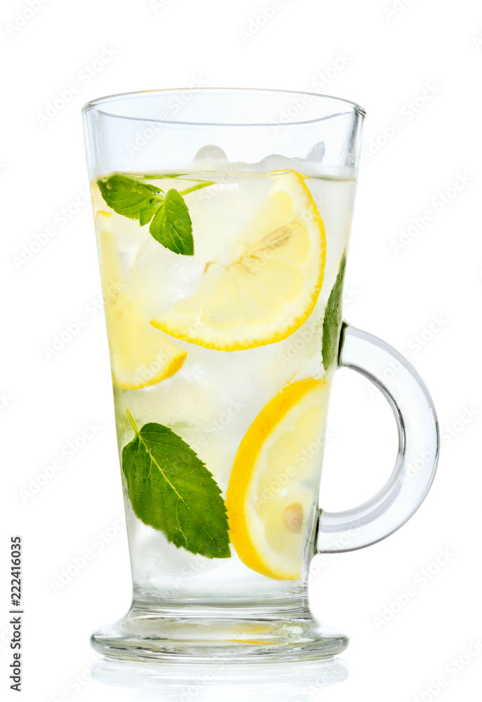 Fototapeta premium Lemonade, water with lemon