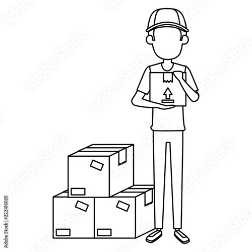 delivery worker with boxes