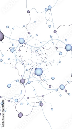 Neural network. Social network. Futuristic dna  deoxyribonucleic acid. Abstract molecule  cell illustration  mycelium. Light background. 3D illustration
