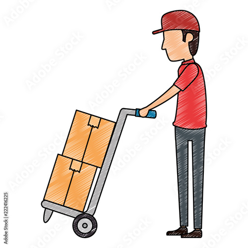 delivery worker with cart