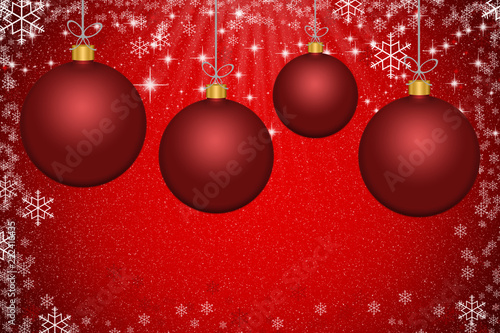 Abstract red Xmas balls wit...
