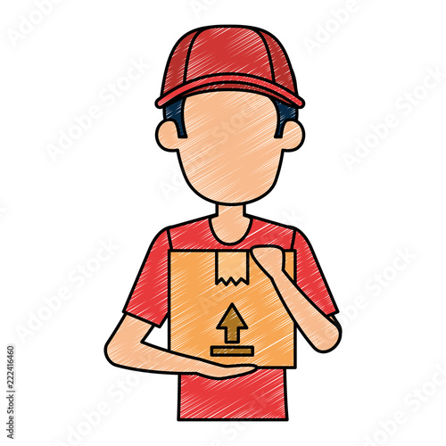 delivery worker lifting box character