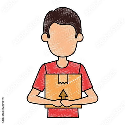delivery worker lifting box character