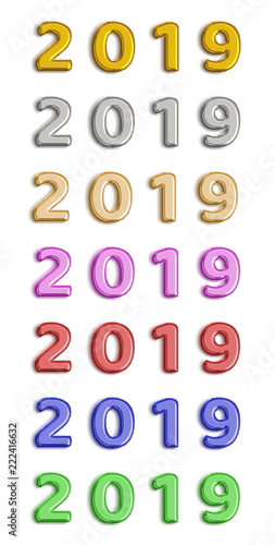 Foil balloon 2019 on white ...