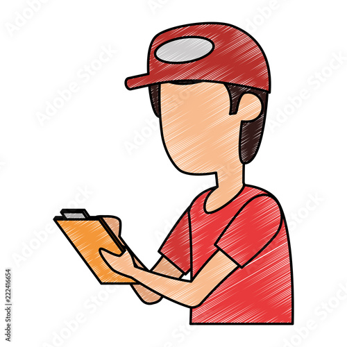 delivery worker with checklist