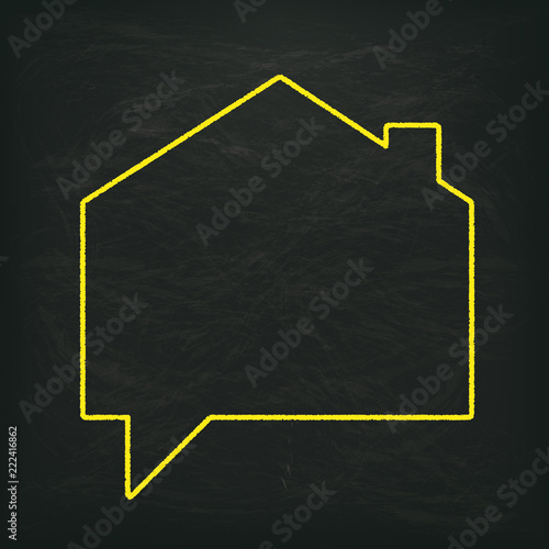 Blackboard House Shape Speech Bubble