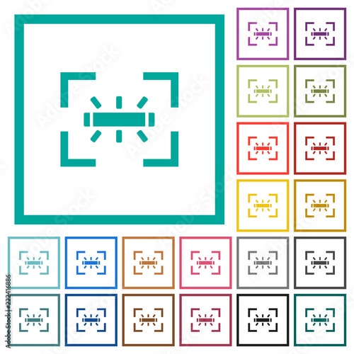 camera white balance fluorescent mode flat color icons with quadrant frames