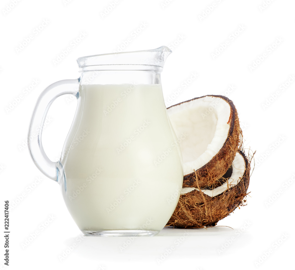Coconut milk on a white background Stock Photo Adobe Stock