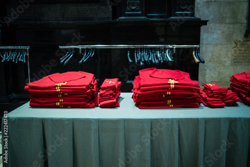 Εκτύπωση καμβά Clean, folded, red vestments ready for worship service or Mass in Duomo di Milan