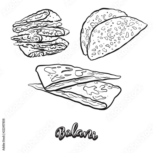 Hand drawn sketch of Bolani bread