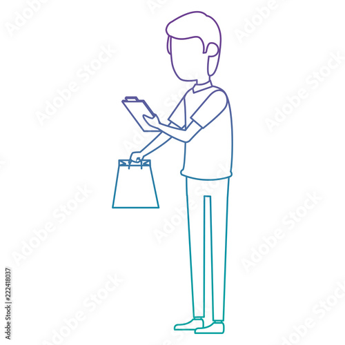 delivery worker with shopping bag and checklist