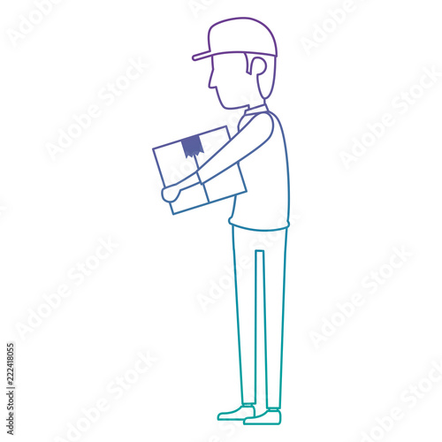 delivery worker lifting box character