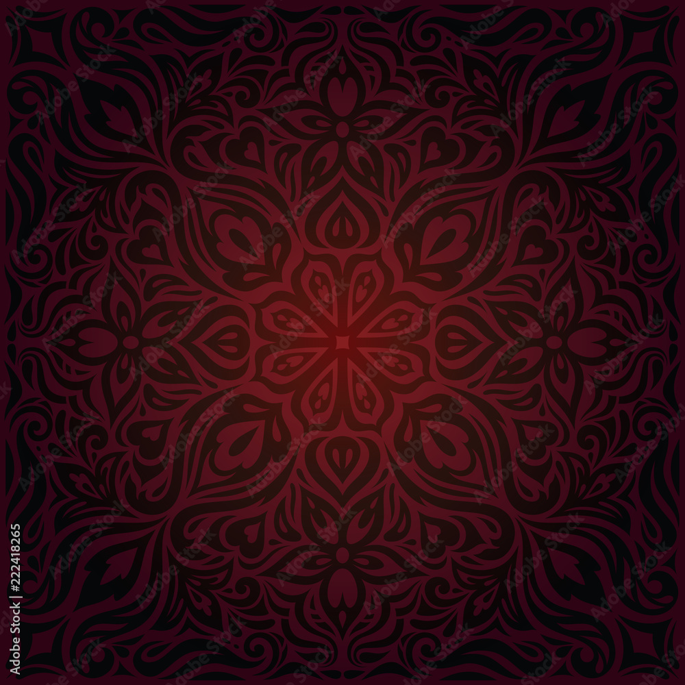 Brown Red Flower wallpaper vector design background in trendy fashion  vintage mandala style Stock Vector | Adobe Stock