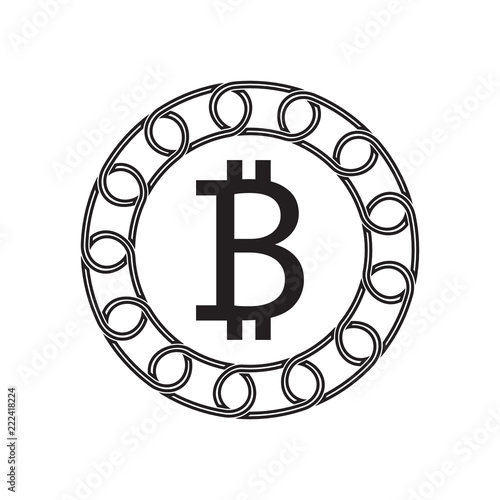 bitcoin sign with blockchain concept. future technology.