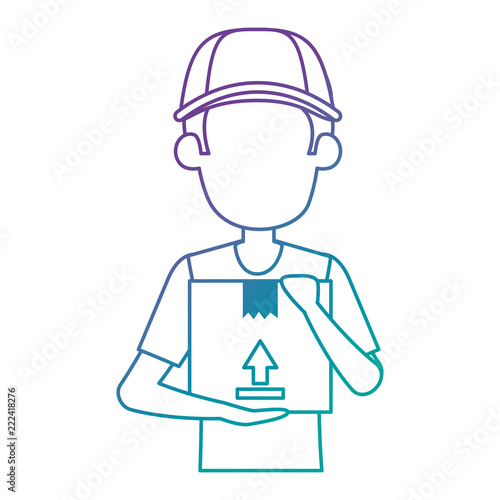 delivery worker lifting box character