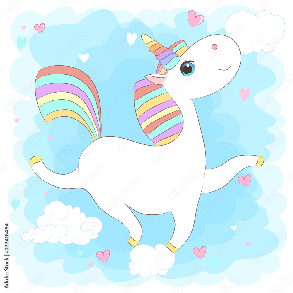 White Unicorn with rainbow hair