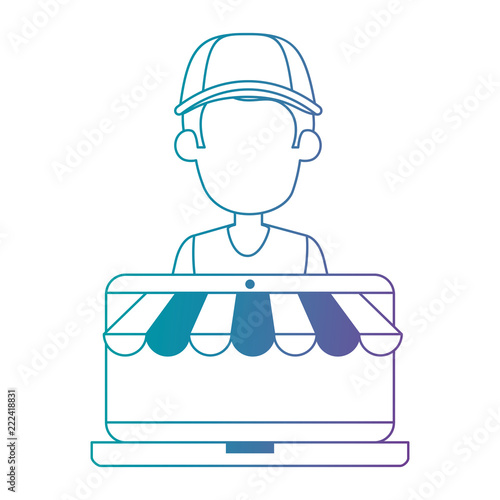 delivery worker with laptop