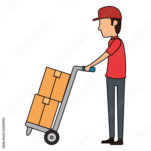 delivery worker with cart