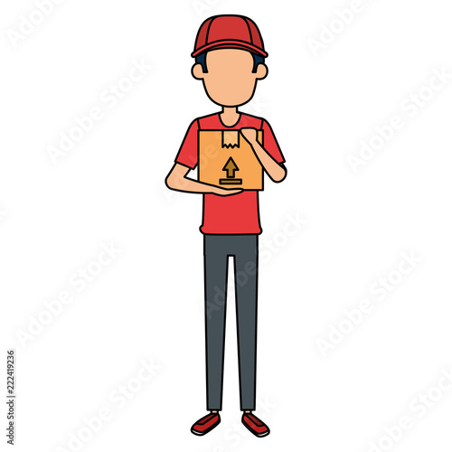delivery worker lifting box character