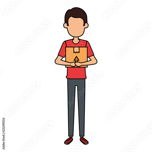delivery worker lifting box character