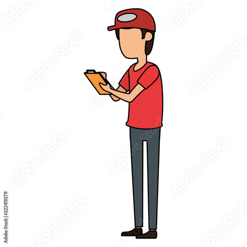 delivery worker with checklist